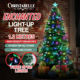 Christabelle 1.2m Pre-Lit Fibre Optic Artificial Christmas Tree with Multicolour Twinkling Star Lights - 0