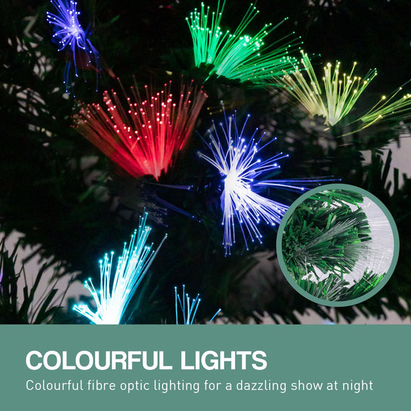 Christabelle 1.5m Pre-Lit Fibre Optic Artificial Christmas Tree with Multicolour Twinkling Star Lights