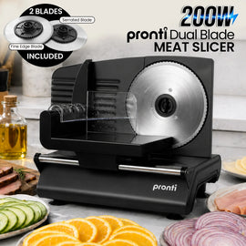 Pronti Electric Deli and Food Slicer with Adjustable Thickness - Black - 0