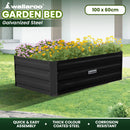 Wallaroo Garden Bed 100 x 60 x 30cm Galvanized Steel - Black-9