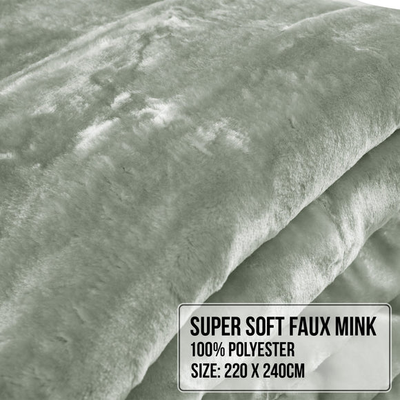 Laura Hill 800-GSM Mink Blanket Queen Size Double-Sided Soft Plush Bed Faux Throw Rug 220 X 240cm Heavy Sage