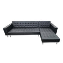 Sarantino Corner Faux Leather Sofa Bed Couch with Chaise - Black-1
