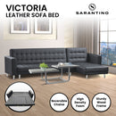 Sarantino Corner Faux Leather Sofa Bed Couch with Chaise - Black-7