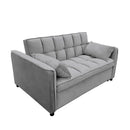 Sarantino Quincy 2-Seater Velvet Sofa Bed in Dark Grey with Wooden Frame and Tufted Design-1