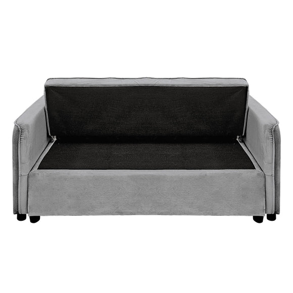 Sarantino Quincy 2-Seater Velvet Sofa Bed in Dark Grey with Wooden Frame and Tufted Design