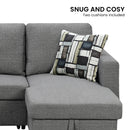 Sarantino Fontana Pullout Sofa Bed with Storage Chaise Lounge - Grey-10