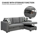 Sarantino Fontana Pullout Sofa Bed with Storage Chaise Lounge - Grey-12