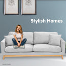 Sarantino 3 Seater Faux Velvet Sofa Bed Couch Furniture Light Grey-4