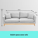 Sarantino 3 Seater Faux Velvet Sofa Bed Couch Furniture Light Grey-7