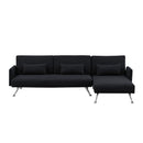Sarantino  Mia 3-Seater Sofa Bed with Chaise & 3 Pillows - Black-1