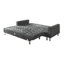 Sarantino Faux Velvet Corner Wooden Sofa Bed Couch with Chaise - Grey-2