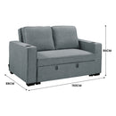 Sarantino Hoffman Linen Sofa Bed with Cushions & Cup Holders Airforce Blue-3