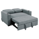 Sarantino Hoffman Linen Sofa Bed with Cushions & Cup Holders Airforce Blue-5