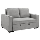 Sarantino Hoffman Linen Sofa Bed Chair With Cushions &cup Holders Light Grey-1