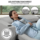 Sarantino Hoffman Linen Sofa Bed Chair With Cushions &cup Holders Light Grey-8