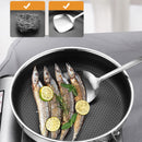 316 Stainless Steel Frying Pan Non-Stick Cooking Frypan Cookware 32cm Honeycomb Double Sided without lid-3