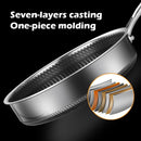 Stainless Steel Frying Pan Non-Stick Cooking Frypan Cookware 32cm Honeycomb Double Sided-3