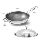316 Stainless Steel 34cm Non-Stick Stir Fry Cooking Kitchen Wok Pan without Lid Honeycomb Double Sided-7
