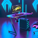 140cm New Arrive Computer Table Z Shaped Gaming Desk With RGB Led Lights Gaming Tables-11