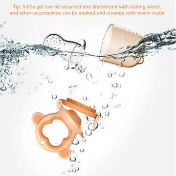 2 X Newborn Baby Food Fruit Nipple Feeder Pacifier Safety Silicone Feeding Tool Brown Small - 0