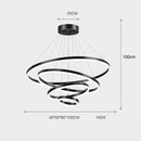 Black 3 Rings Minimalist LED Pendant Light Adjustable Circular Chandelier-5
