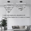 Black 4 Rings Minimalist LED Pendant Light Adjustable Circular Chandelier-5