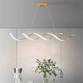 120cm Modern Minimalist Titanium Gold Pendant Light Adjustable LED Chandelier - 0
