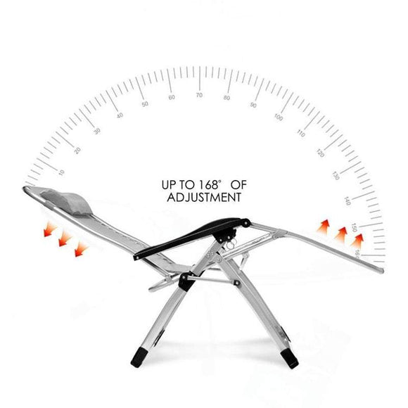 Kingsize Outdoor Folding Reclining Garden Beach Chair Sun Lounger Deck Recliner Silver Color