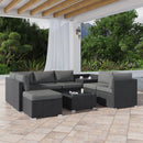 Large Modular Outdoor Ottoman Lounge Set in Black-1