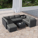 Large Modular Outdoor Ottoman Lounge Set in Black-2