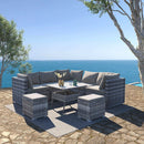 8PC Outdoor Dining Set Wicker Table &amp; Chairs-Grey-1