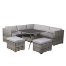 8PC Outdoor Dining Set Wicker Table &amp; Chairs-Grey-8