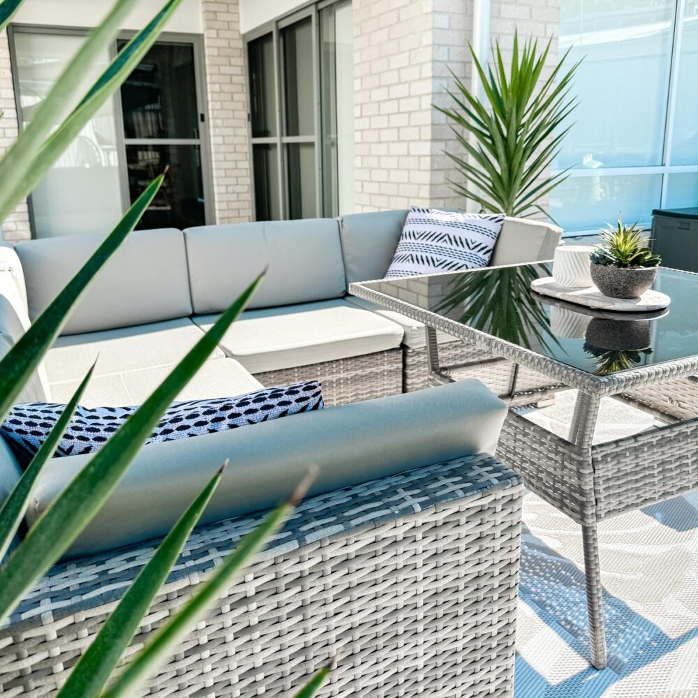 8PC Outdoor Dining Set Wicker Table &amp; Chairs-Grey - 0