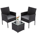 3PC Outdoor Table and Chairs Set-Black-2