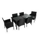 Outdoor Minimalist Black Wicker 6-Seater Dining Set-5