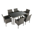 Rural Style Outdoor Grey Wicker 6 Seater Dining Set-4