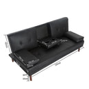 3 Seater Adjustable Sofa Bed With Cup Holder Black-10