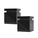 2X Bedside Table 2 Drawers RGB LED Bedroom Cabinet Nightstand Gloss AURORA BLACK-1