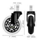 5X 3'' Rollerblade Style Wheels Office Chair Casters - Slient Smooth, 11x22mm Stem-9