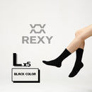 5X Rexy 3D Seamless Crew Socks Large Slim Breathable BLACK-3