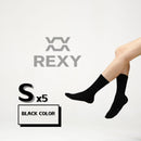 5X Rexy 3D Seamless Crew Socks Small Slim Breathable BLACK-3