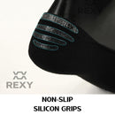 3X Rexy Cushion No Show Ankle Socks Small Non-Slip Breathable BLACK-6
