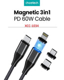 CHOETECH XCC-1034 60W C to C 1M Cable with 3 Replaceable Connecter-2