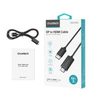 CHOETECH XDH01 4K 60Hz DisplayPort Male to HDMI Male Braided Cable 2M-10