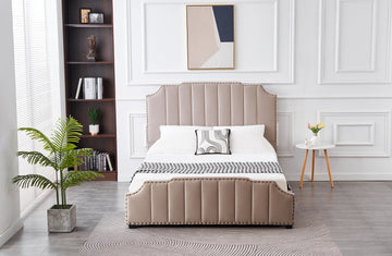 Santosa Champagne Velvet Bed - King - 0
