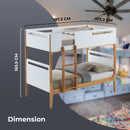Baby Rose Single Bunk Bed Frame Solid Rubber Timber Wood Loft Furniture - White-4