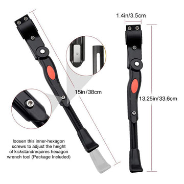 Adjustable Bike Kickstand Kickstand Rear Bicycle Stand for Bike 22"-28" Black - 0