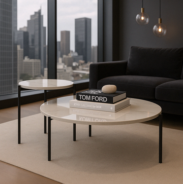 Interior Ave - Bianco Nested Coffee Table Set - White Marble Stone