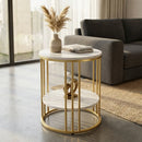 Interior Ave Cleo Gold Two Shelf Stone Side Table-1