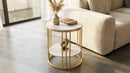Interior Ave Cleo Gold Two Shelf Stone Side Table-3